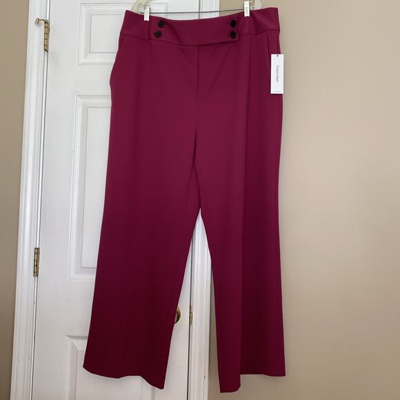 Calvin Klein Pink Scuba Crepe High Rise Wide-Leg Woman’s Pants Plus Size 18W - Picture 1 of 9
